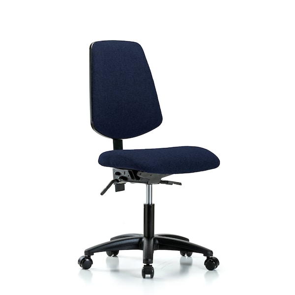 Desk Chair Fabric Desk Chair, Med, Bk, Casters, Navy, No Arms, 19" to 24" Height, Fabric, Dark Blue