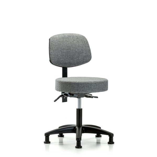 Desk Stool, Fabric, Bk, Tilt Glides, Gry