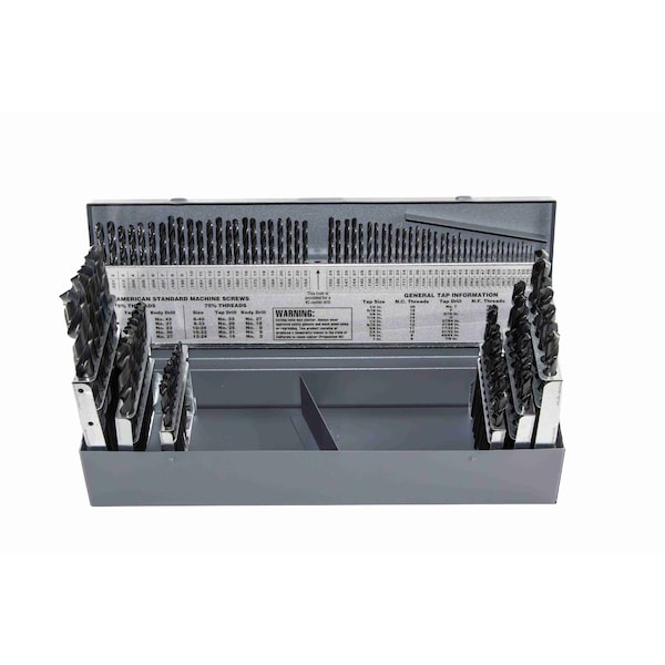 115 Piece HSS Black Oxide Jobber Length Drill Bit Set, D/AN, 1/16"- 1/2", A - Z, No 1 - No 60