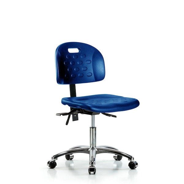 Poly Chair Chrome, Desk, Casters, Blue