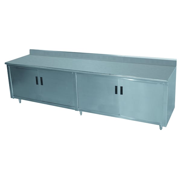 Work Table 96 in.W x 36 in.D cabinet base with hinged doors