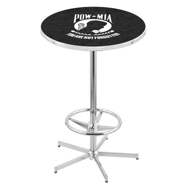 42" Chrome POW/MIA Pub Table, 36" dia. Top