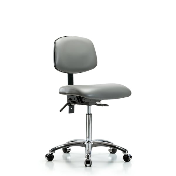 Vinyl Chair Chrome, Med Bench, Tilt, Casters, Sterling