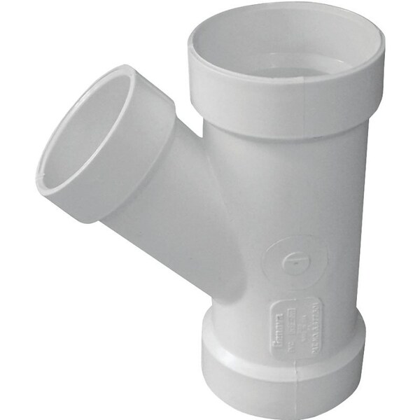 IPEX Pipe Wye, 3 x 3 x 112 in, Hub, PVC, White, SCH 40 Schedule