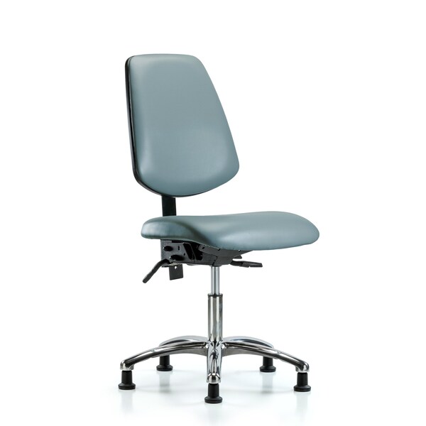 Vinyl Chair Chrome, Desk, Med Back, Tilt, Glides, Storm