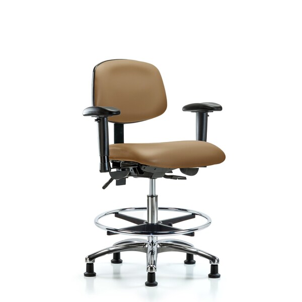 Medium Bench Chair Chair, Vin, Med Ben, CF Gld, Taupe, Adjustable Arms, 22" to 29" Height, Vinyl, Taupe
