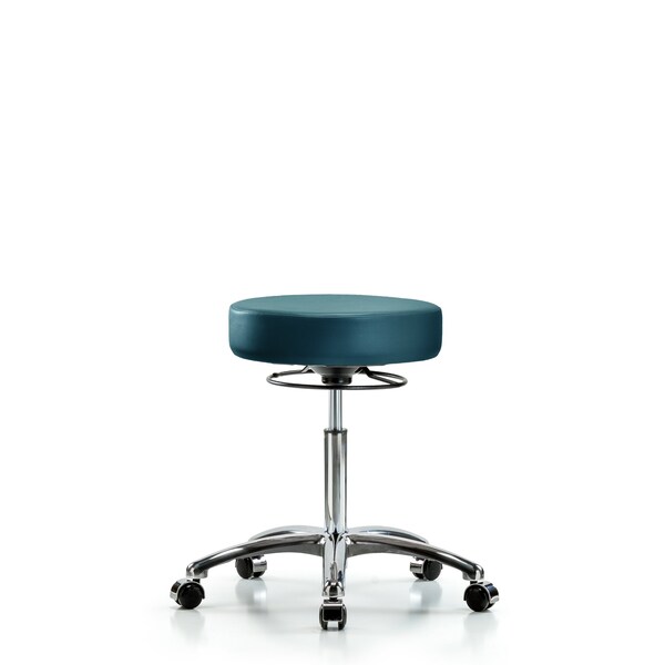 Vinyl Stool, Chrome, Med Bench, Casters, Royal