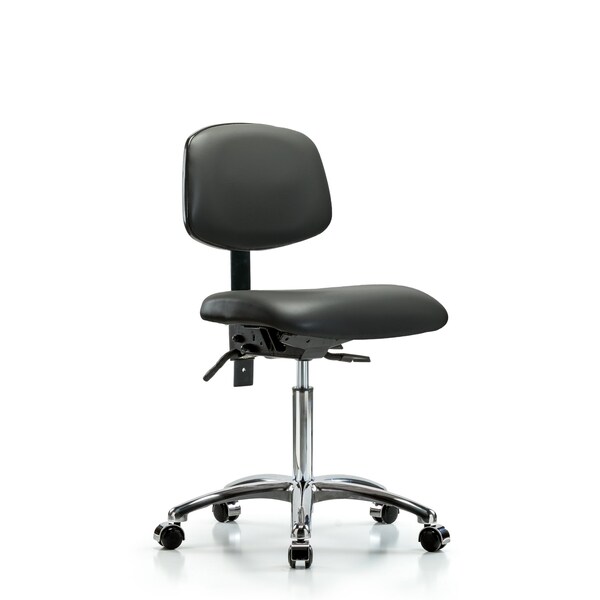 Vinyl Chair Chrome, Med Bench, Tilt, Casters, Carbon