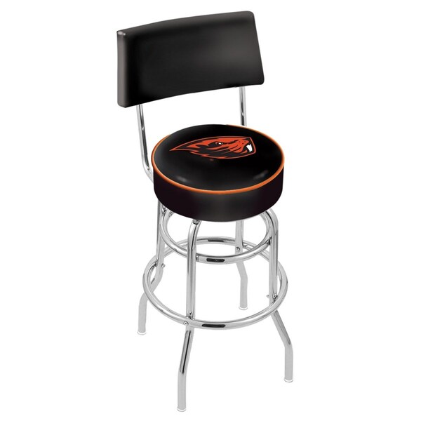 25" Chrome 2-Ring Oregon State Swivel Bar Stool, Back
