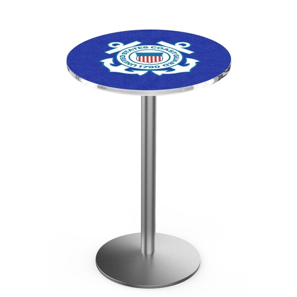 42" Stainless Steel U.S. Coast Guard Pub Table, 36" dia. Top