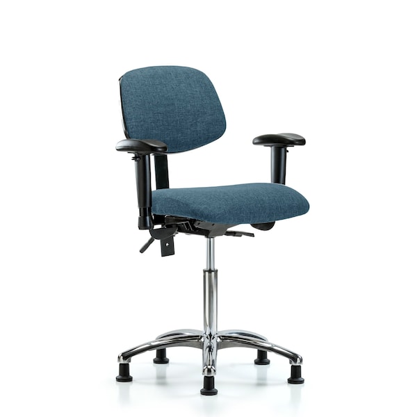 Chair, Fabric, Med Bench, Chr AA Glides, Blu, 6-Way Adjustable, 22" to 29" Height, Blue
