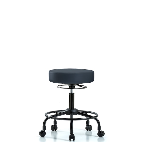 Desk Stool, Vinyl, RT, Casters, Nav