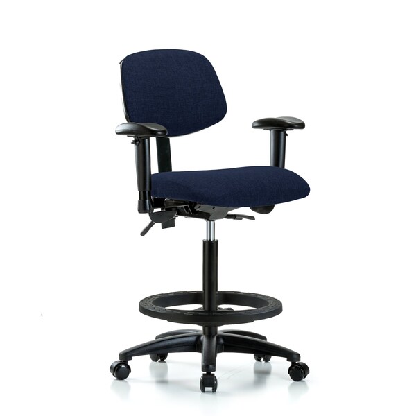 Chair, Fab, Hi Bench, Tilt AA BF Cast, Nav, 6-Way Adjustable, 26" to 35-1/2" Height, Dark Blue