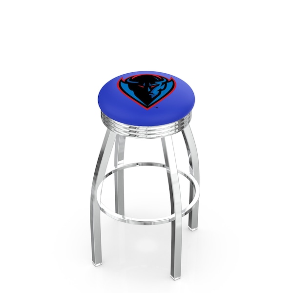 25" Chrome DePaul Swivel Bar Stool, Accent Ring