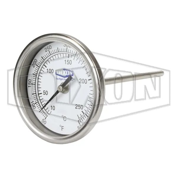 Thermometer, 50 to 500DegF, 1%, 1/2 in MNPT