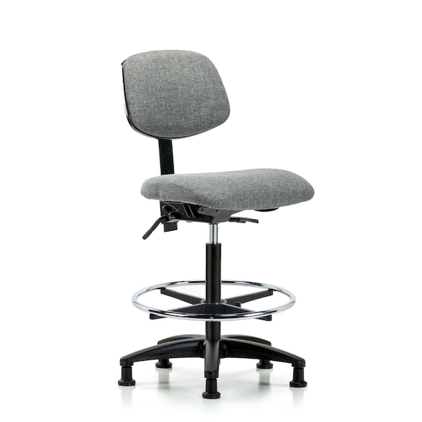 Chair, Fabric, Hi Bench, CF Glides, Gry, No Arms, 26" to 35-1/2" Height, Gray
