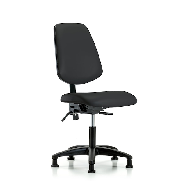 Desk Chair No Arms, 18" to 23" Height, Vinyl, Black