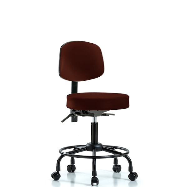 Desk Stool, Vinyl, Bk, RT, Tilt, Cast, Burg