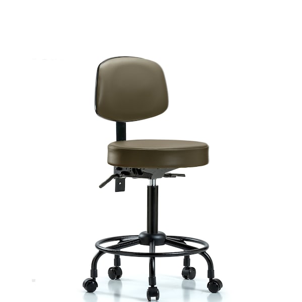 Vinyl Stool, Back, Med Bench, Round Tube Base, Tilt, Casters, Royal