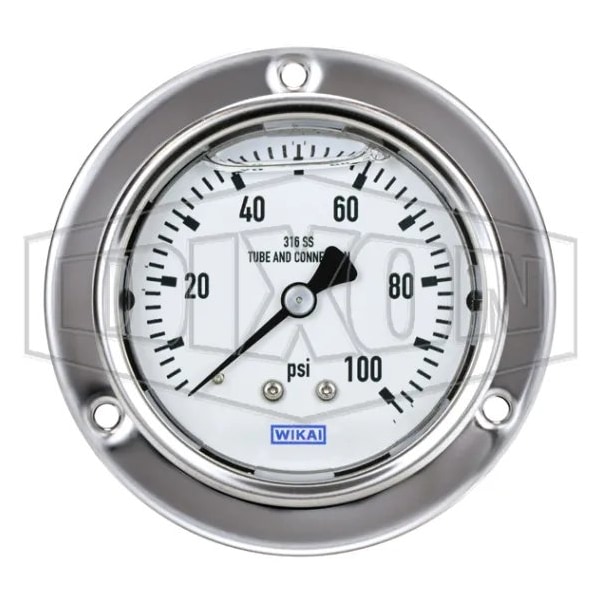 Panel Builder Gauge, 0 to 100 psi, 1/4 in Connection, 2-1/2 in Dial, +/- 2-1-2 %, Glycerin Liquid Fi