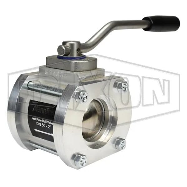 Mann-Tek 1-Way Ball Valve, 2 in Nominal, Socket Welded End Style, Aluminum Body, Full Port, FPM Soft