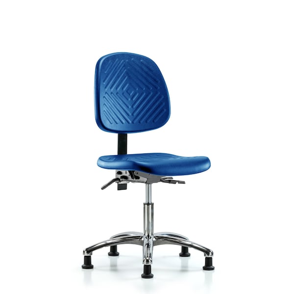 Poly Chair Chrome, Desk, Med Back, Tilt, Glides, Blue