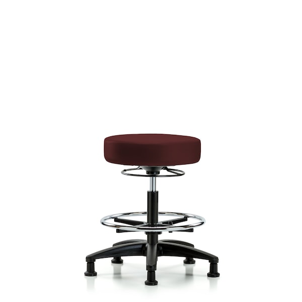 Bench Stool, Med, Vinyl, CF, Glides, Burg