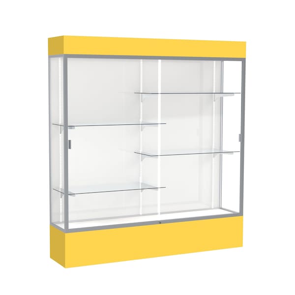 Lighted Floor Display Case 72x80x16, White, Satin
