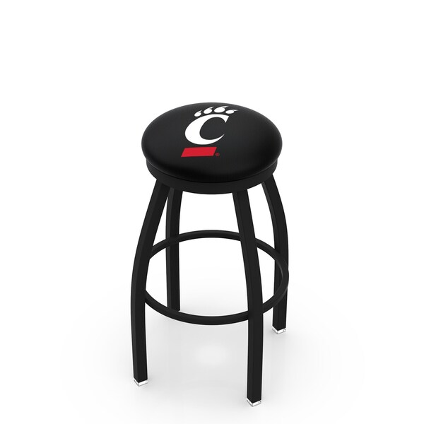 25" Blk Wrinkle Cincinnati Swivel Bar Stool, Accent Ring