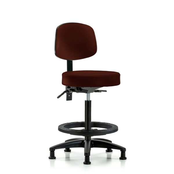 Bench Stool, Hi, Vinl, Bk, Tilt, BF, Gld, Burg