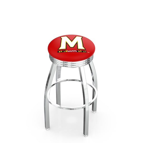 25" Chrome Maryland Swivel Bar Stool, Accent Ring