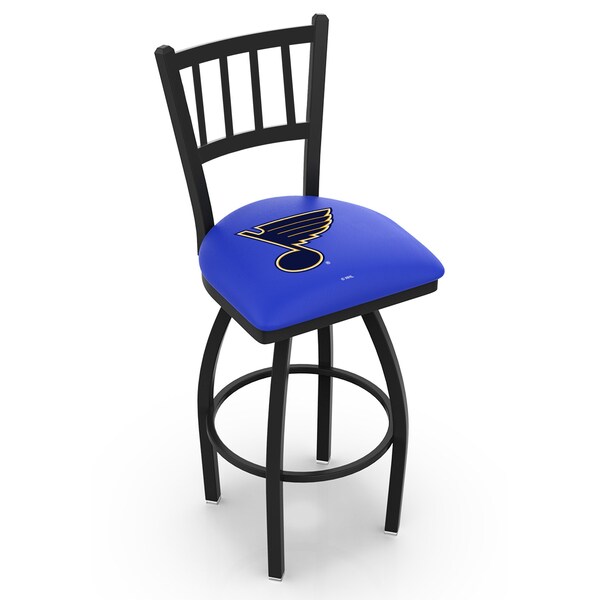 25" Blk Wrinkle St Louis Blues Swivel Bar Stool, Jailhouse Back