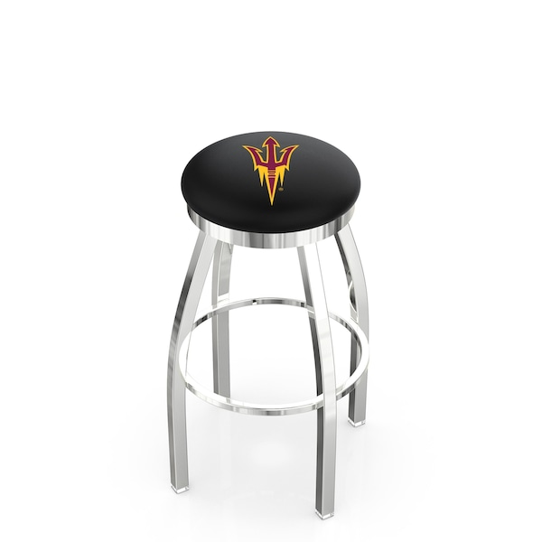 25" Chrome Arizona State Swivel Bar Stool, Accent Ring, Pitchfork