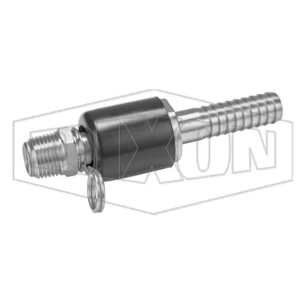 Ball Swivel Connector, 1/2 x 5/8 in Nominal, MNPT x Hose Shank, 300 SS, Domestic
