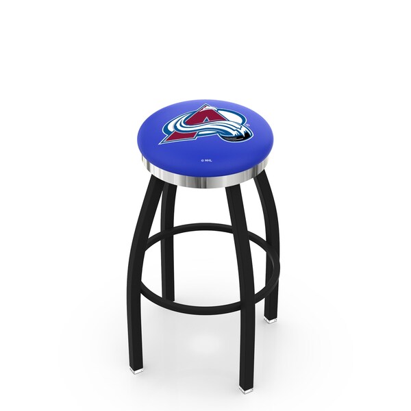 25" Blk Wrinkle Colorado Avalanche Swivel Bar Stool, Chrome Ring