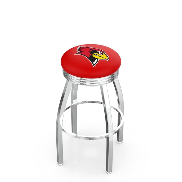 25" Chrome Illinois State Swivel Bar Stool, Accent Ring