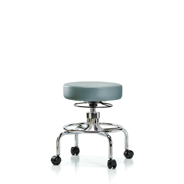 Vinyl Screw-Lift Stool, Med Bench, Casters, Storm