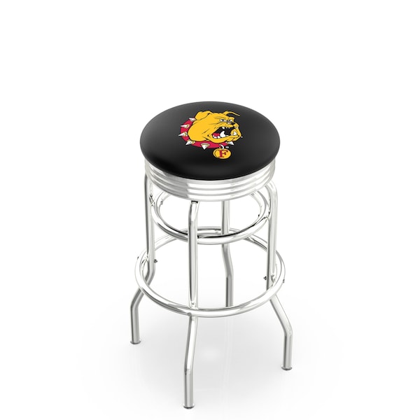 25" Chrome 2-Ring Ferris State Swivel Bar Stool, Accent Ring
