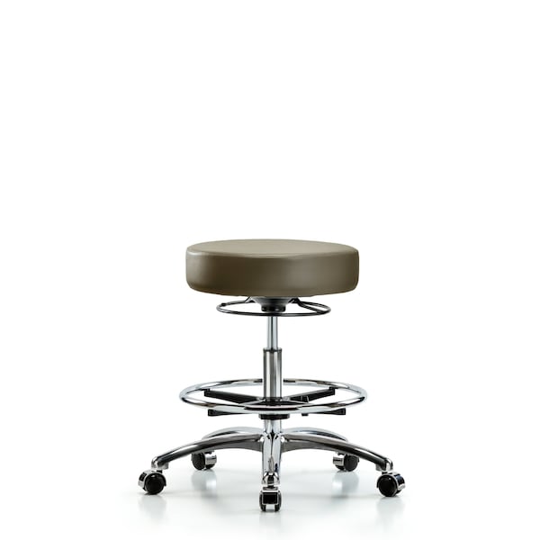 Vinyl Stool, Chrome, Med Bench, Foot Ring, Casters, Royal