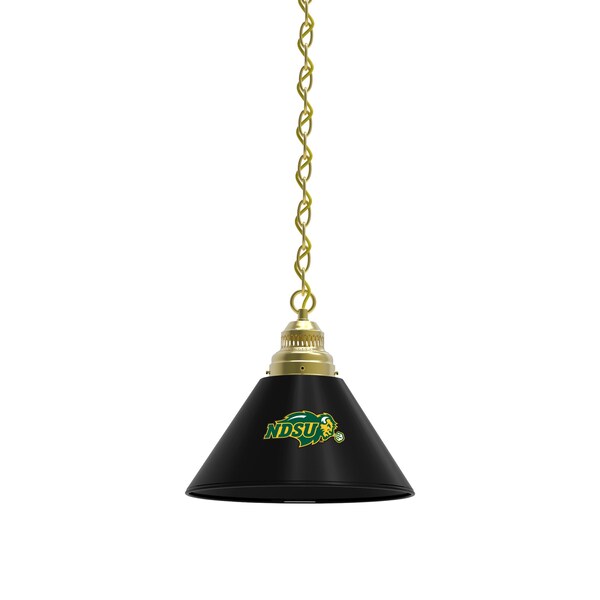 North Dakota State Pendant Light, Black Shades, Brass Fixture