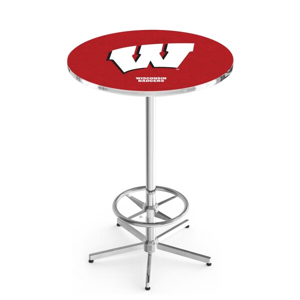 42" Chrome Wisconsin "W" Pub Table, 36" dia. Top