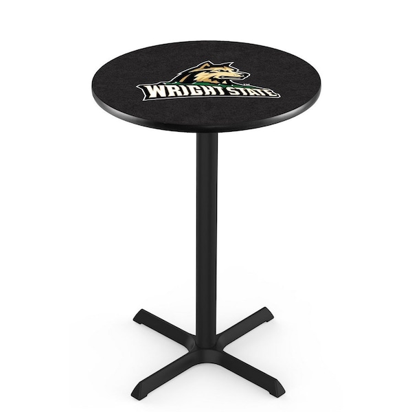 42" Blk Wrinkle Wright State Pub Table, 36" dia. Top