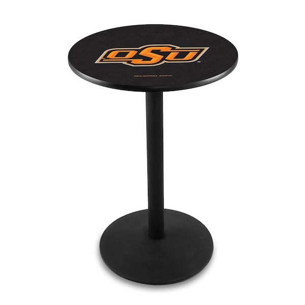 42" Blk Wrinkle Oklahoma State Pub Table, 36" dia. Top