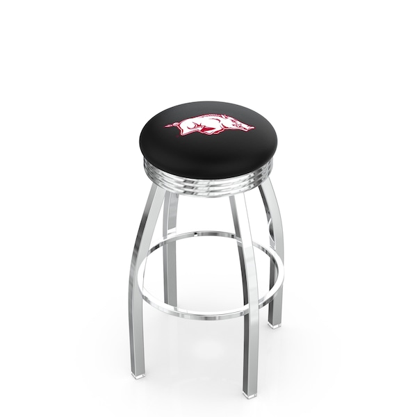 25" Chrome Arkansas Swivel Bar Stool, Accent Ring