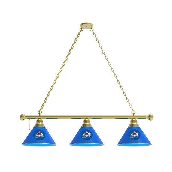Colorado Avalanche 3 Shade Billiard Light, Brass Fixture