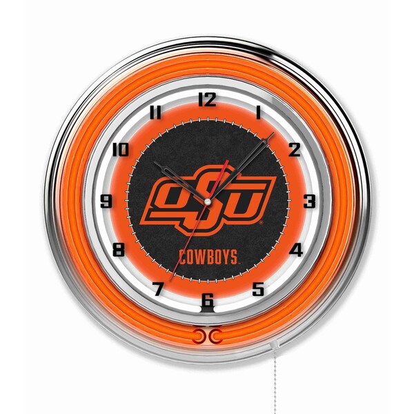 Oklahoma State University Double Neon 19" Clock