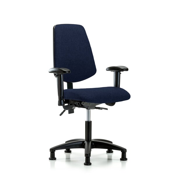 Desk Chair Fab Desk Chair, Med, Bk, AA, Glides, Navy, Adjustable Arms, 19" to 24" Height, Fabric