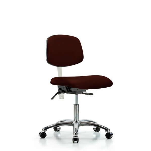Clean Room Chair Desk Chair, Vin, Chrm, Tilt Cast, Burg, CL100, No Arms, 18" to 23" Height, Vinyl