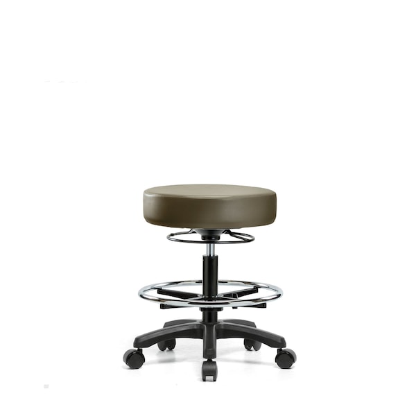 Vinyl Mini-Stool, Med Bench, CF, Casters, Taupe