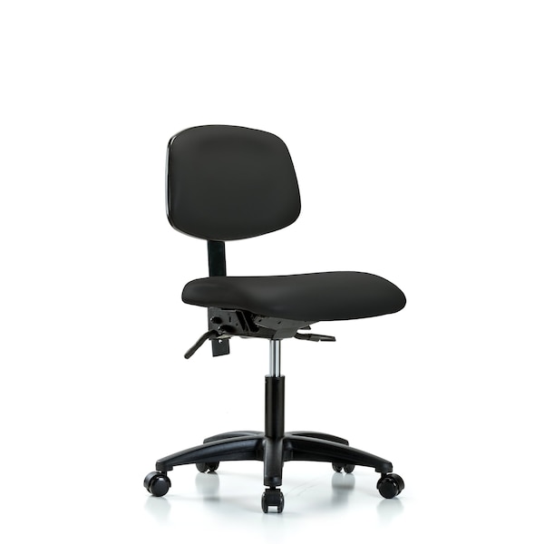 Desk Chair Desk Chair, Vinyl, Tilt Casters, Blk, No Arms, 18" to 23" Height, Vinyl, Black